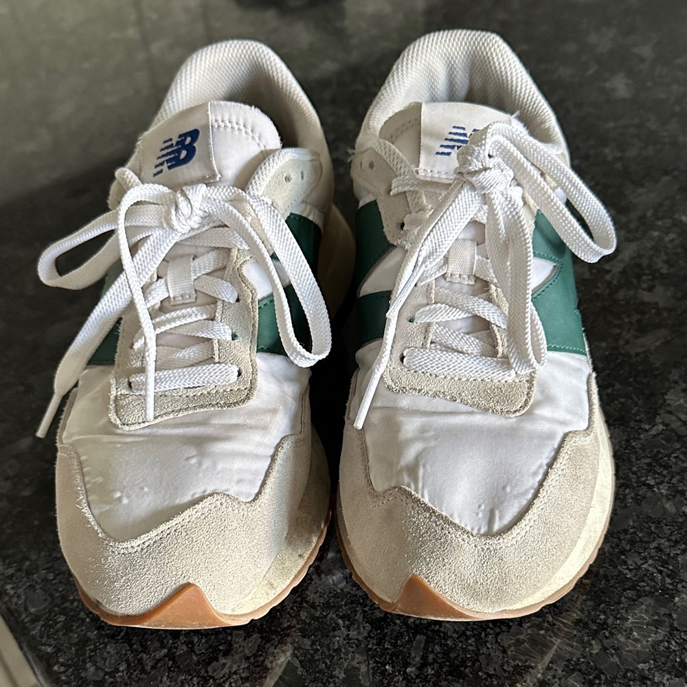 New Balance White and Teal Sneakers